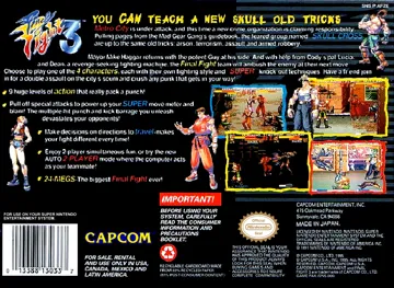 Final Fight 3 (USA) (Beta) box cover back